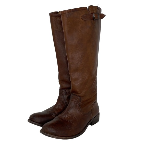 Frye Riding Boots Tall Equestrian Leather Buckle Zip Brown Size 6 - Picture 5 of 13